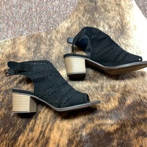 Black suede-like heels